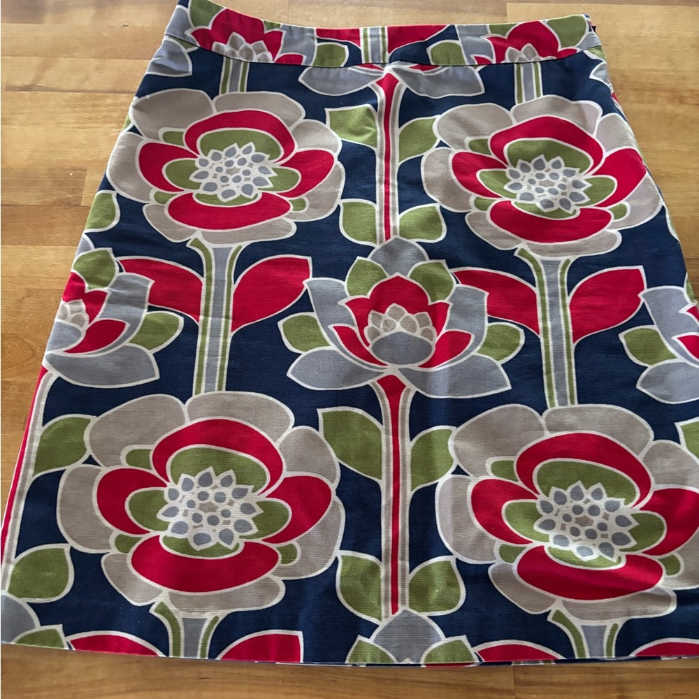 Boden Floral Pencil Skirt in Navy, Red, Green